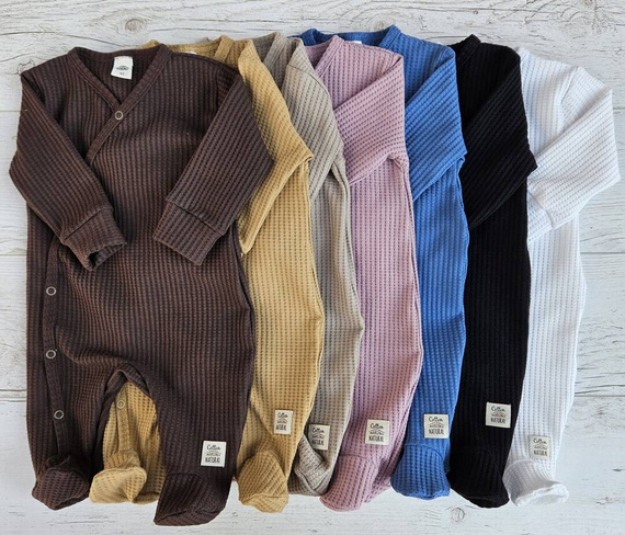 02249S "Natural Waffel" Pajacyk niemowlęcy Makoma stone