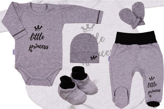 Wyprawka niemowlęca "Little Princess" Terjan - szary melanż