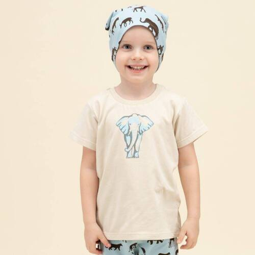 Safari T-shirt z nadrukiem Pinokio - beżowy słoń