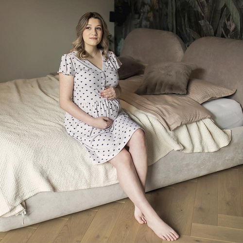 Linda Koszula Nocna ciążowa do karmienia Eevi- beżowa