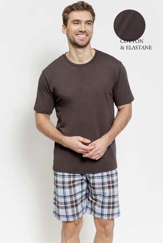 Taro 3578 Marcello piżama męska bawełniana czekoladowa