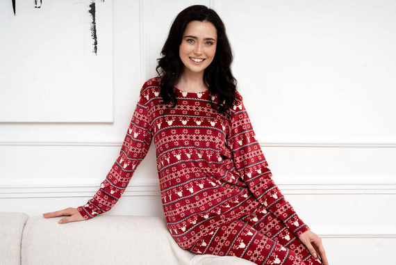 Islandia Polarowy Komplet Damski Italian Fashion - druk bordowy