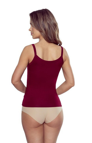 Lucita Koszulka Damska Wiskoza Dopasowana Bluzka Codzienna Sportowa - bordowa