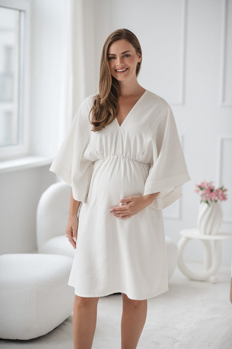 Mama Zen Sukienka ciążowa i do karmienia Milk&Love śmietankowa  – kimono z zamkami, modalowa