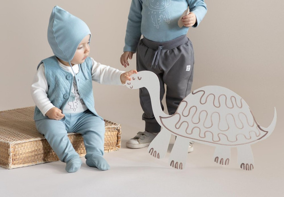 "Slow Life" Wiązana Czapka niemowlęca Pinokio - niebieski