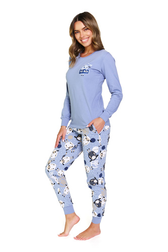 7346 Piżama damska Doctor Nap – 100% bawełna, niebieska w owce - sheep