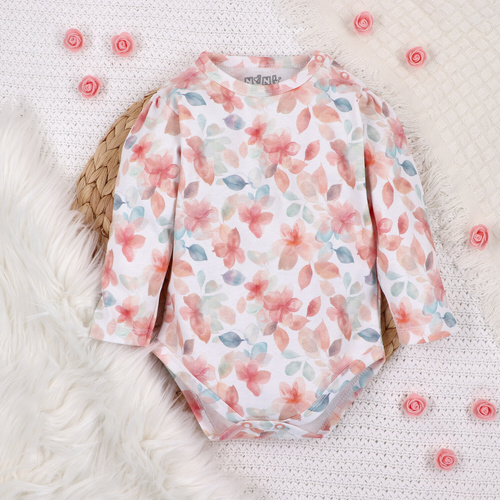 ABN-5415 Kolorowe kwiatki Body z bawełny organicznej Nini druk