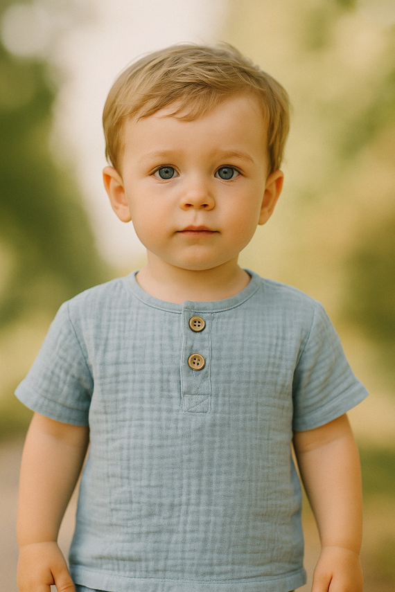 BL55108 Bluzka dla chłopca muślinowa Mamatti - niebieski