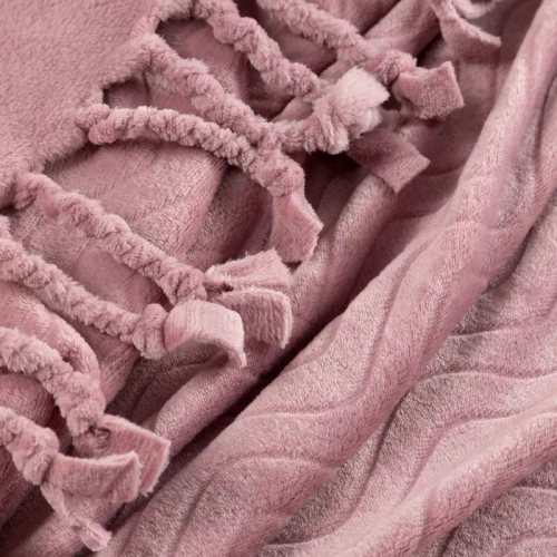 Emma Koc narzuta z frędzlami Eurofirany pudrowy