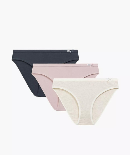 Figi 3CLP-002 Sport Atlantic – bawełna, klasyczny krój, 3 sztuki w pudełku grafitowy/różowy/beżowy