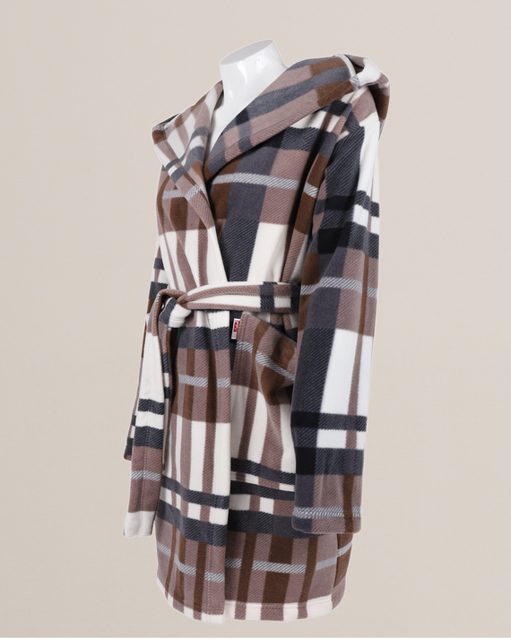 031 Kocyk Szlafrok De Lafense – ciepły polarowy szlafrok damski Super Cozy, brązowy