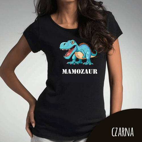 SKU D046 "Mamozaur" koszulka damska Moocha czarny