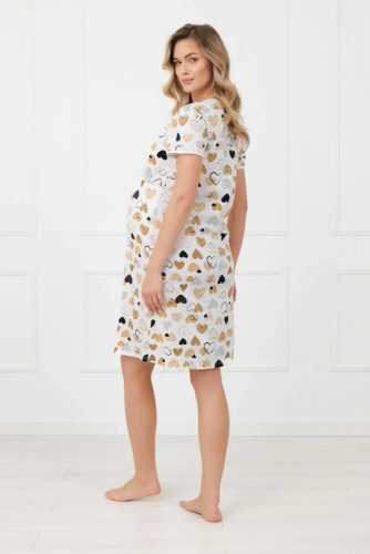 Koszula nocna ciążowa Ariela Italian Fashion – krótki rękaw, bawełna