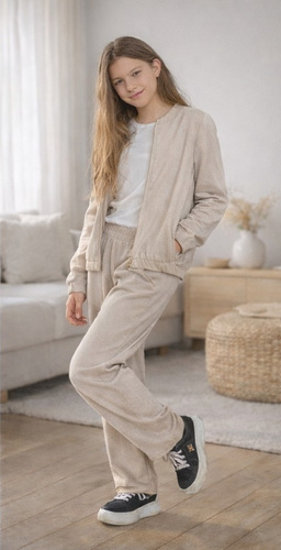 Bluza Cord Bambarillo beżowa baby cord z kieszeniami