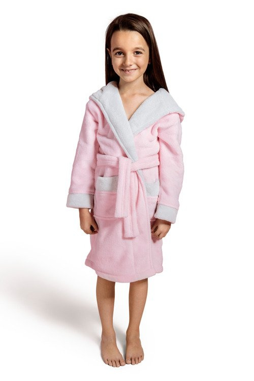 Szlafrok dziecięcy Kids Delfino - light pink/grey
