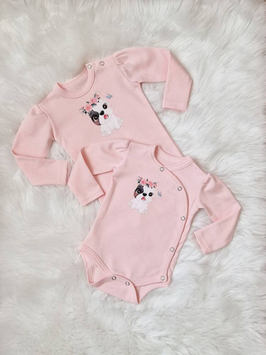 Puppy Body z długim rękawem Bambarillo pudrowy róż