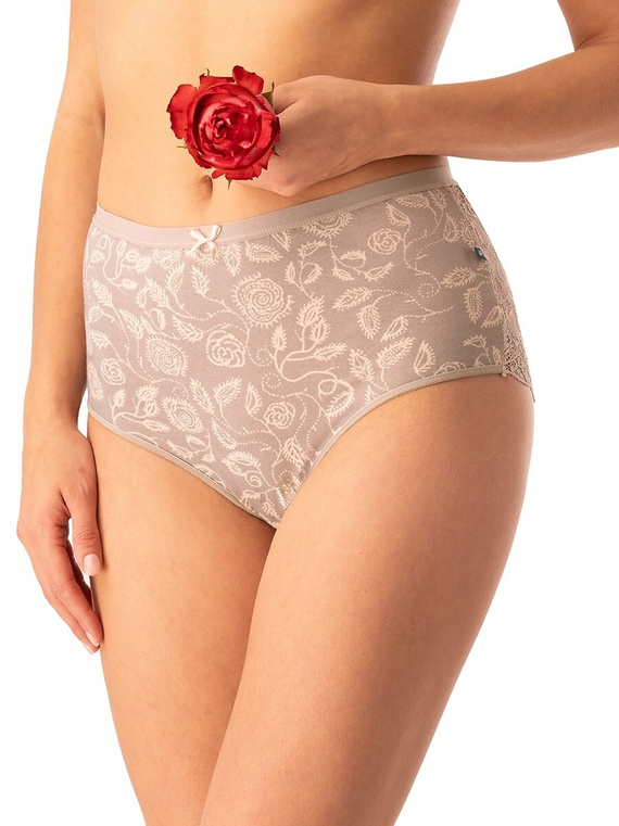 Figi damskie bawełniane Key LPF 590 beżowe– 2 sztuki w pudełku, koronka z tyłu