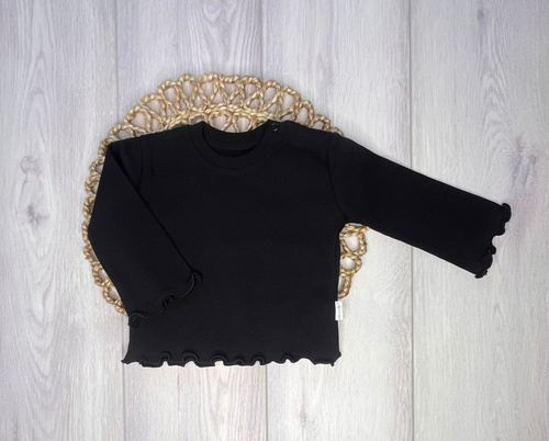 BI006 Bluzka dziewczęca z długim rękawem Mamatti - czarny