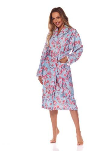 2216 Fida Długi Szlafrok Damski L&L -niebieski