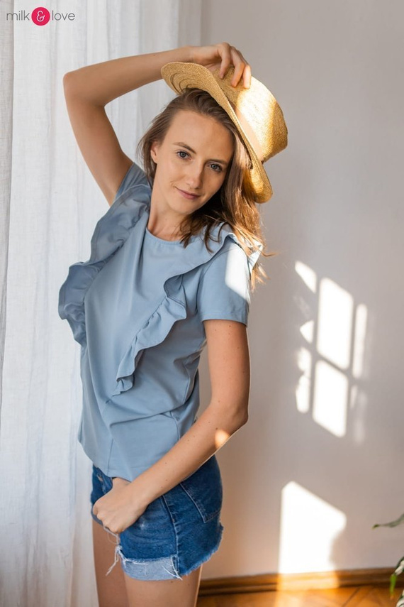 Milky Waves bluzka do karmienia z krótkim rękawem Milk&Love dusty blue