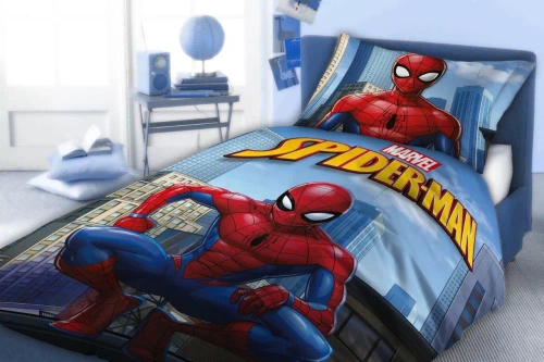 Spider-Man Pościel bawełniana Faro niebieska – 100% bawełna, komplet dla chłopca