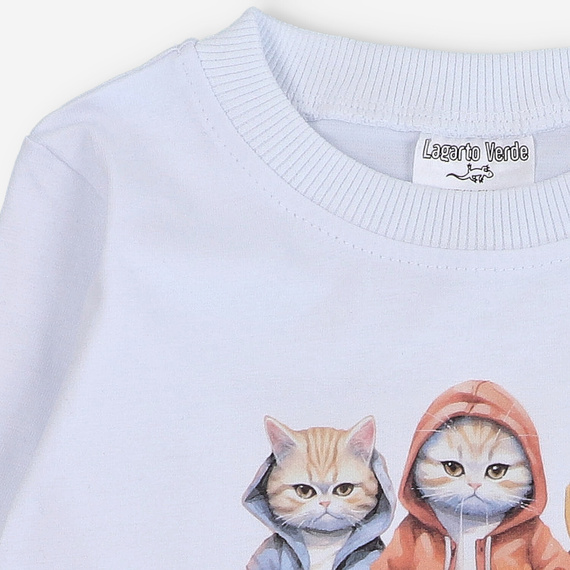 KAR-1010/BIA Bluzka chłopięca z długim rękawem Lagarto Verde biały 