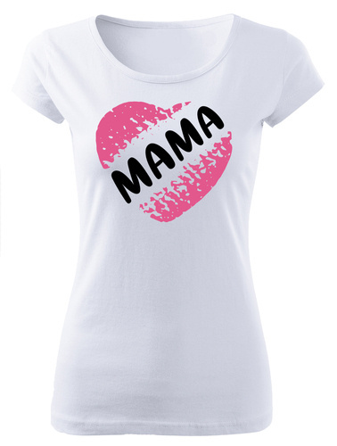 SKU D040 "Mama z sercem" koszulka damska Moocha biały