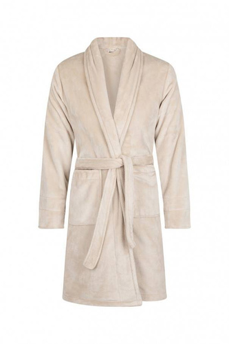 Super Babcia Szlafrok damski polarowy ByShelly - beżowy/złoty