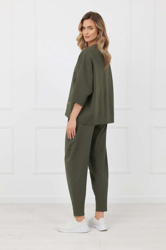 Bluza Kaori Italian Fashion 3/4 rękaw bawełna elastan- ciemny oliwkowy