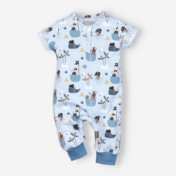 ABN-5009 Piraci Rampers z bawełny organicznej Nini niebieski 