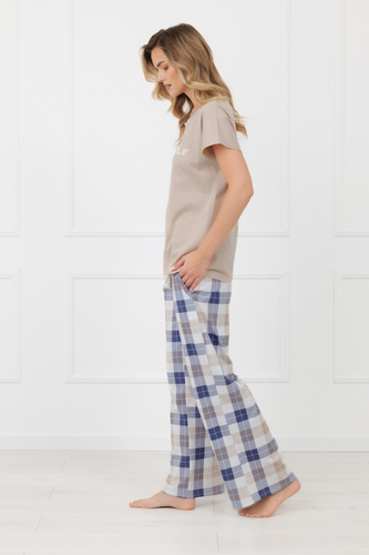 Piżama damska Rima Italian Fashion bawełna długie spodnie-beżowa