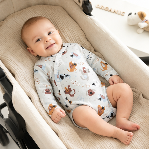 ABN-3580/PIE Psiaki Body kopertowe z bawełny organicznej Nini druk