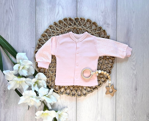 Mamatti KA15910 Kaftanik Niemowlęcy Kwiatki – Bawełniany Różowy