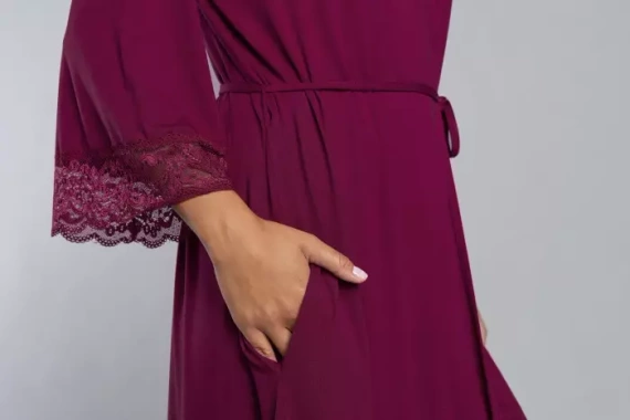 Samaria Szlafrok Italian Fashion rękaw 3/4 - wino