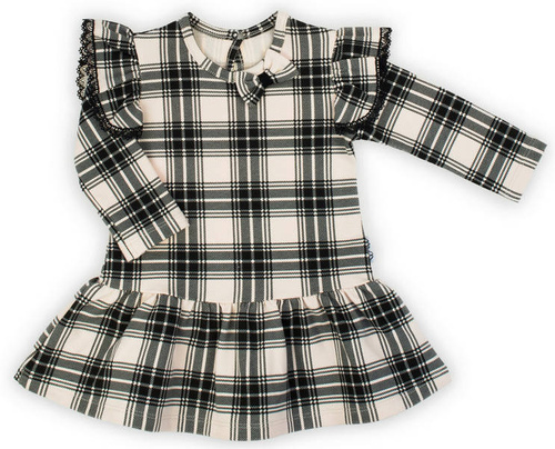 163668 Sukienka + opaska "Magia Świąt" Nicol - kratka: czarny, beżowy