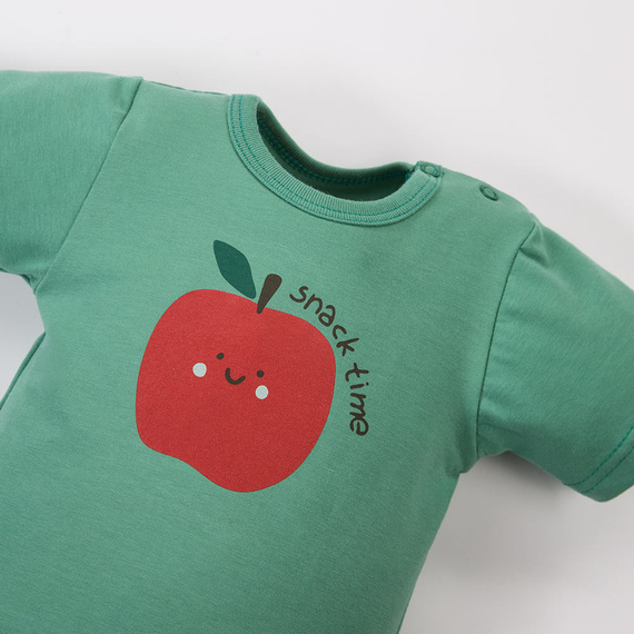 Body niemowlęce Eevi Snack Time krótki rękaw bawełna elastyczne-zielone