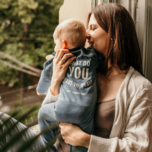 Jump Pajac niemowlęcy bawełniany Eevi - niebieski