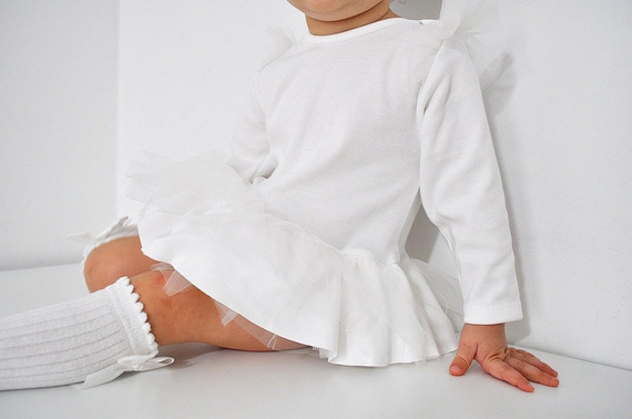 551219107 Sukienko-body długi rękaw "Prima balerina" Oscar Kids - ecru