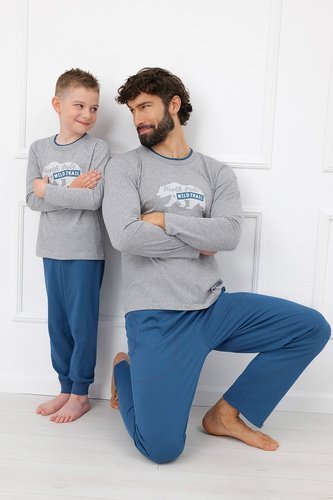 Piżama Chłopięca Italian Fashion Kasim 100% Bawełna Długa- melange