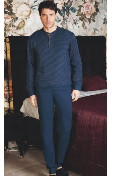 PG38895 Piżama Męska Nottingham granatowy