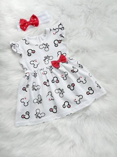 Myszki Sukienka dziewczęca krótki rękaw Bambarillo biały