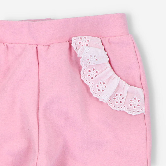 BOB-0011 Spodnie dziewczęce z dzianiny dresowej By o Baby różowy