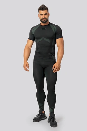 Brubeck Breeze 2.0 męska koszulka termoaktywna Nilit Breeze krótki rękaw Black/Green