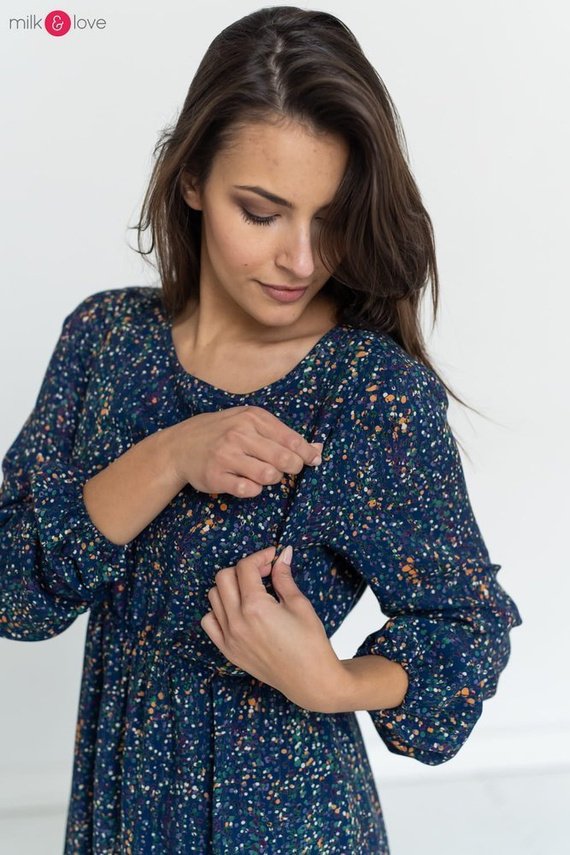 Lovely Dress sukienka ciążowa i do karmienia Milk&Love granatowa w print