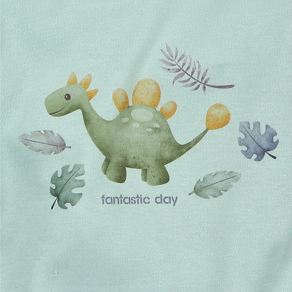 ABN-5566 Dino Explorer Body z bawełny organicznej Nini miętowy– bawełna organiczna, długi rękaw