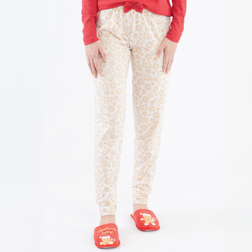 Gretel Piżama damska Sorbetto czerwona – świąteczna, dł. rękaw, nadruk piernika