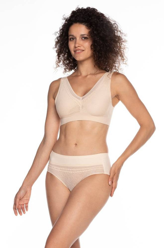  L-POL 5014 BI-06 Figi Damskie Laser Cut Lama beżowy