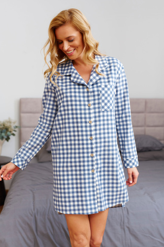 7300 Bawełniana koszula nocna rozpinana – wygoda i styl - blue jeans