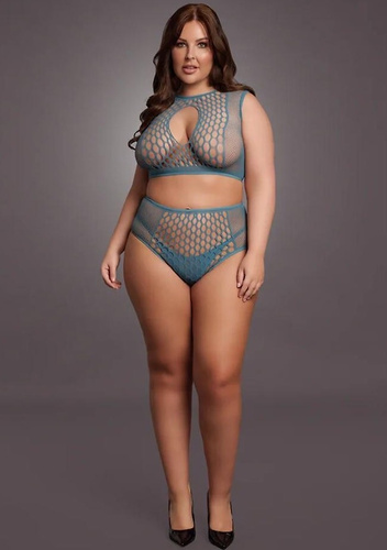 Komplet DES027 Le Désir zmysłowy komplet plus size z siateczki