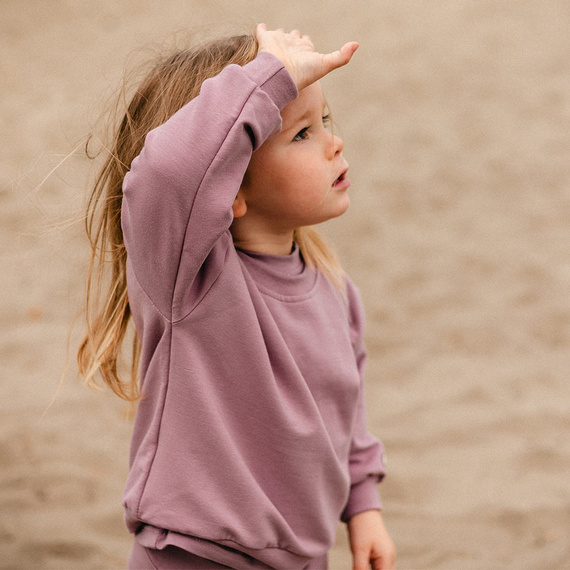 Simply Comfy Bluza dziecięca Eevi – oversize, 100% bawełna, wrzosowa